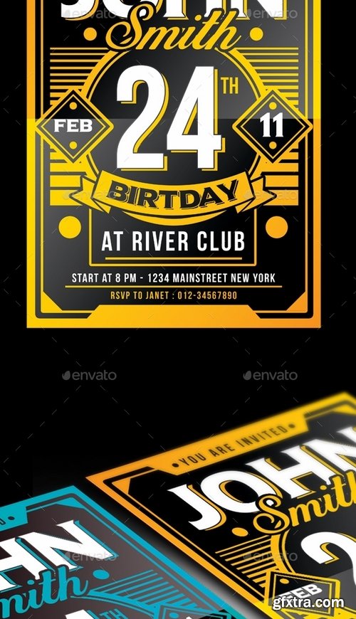 GraphicRiver - Vintage Birthday Party Invitation 19337969