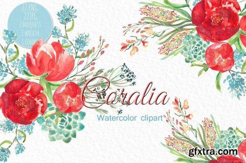 CreativeMarket Love Watercolor Bundle Valentine 1154168