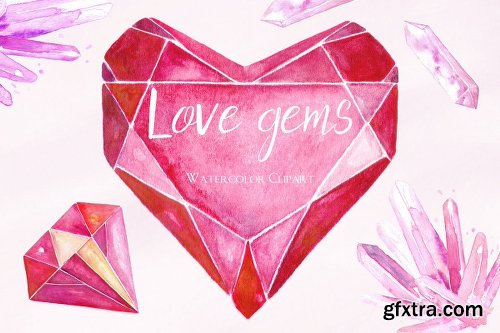 CreativeMarket Love Watercolor Bundle Valentine 1154168