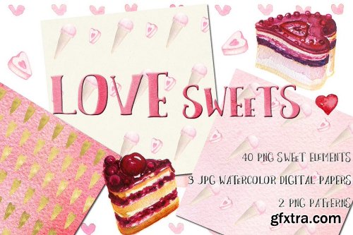 CreativeMarket Love Watercolor Bundle Valentine 1154168