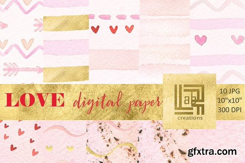 CreativeMarket Love Watercolor Bundle Valentine 1154168