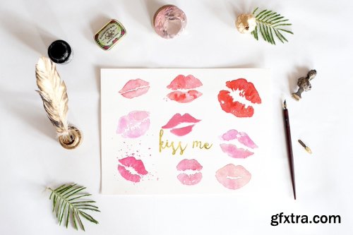 CreativeMarket Love Watercolor Bundle Valentine 1154168