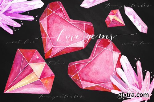 CreativeMarket Love Watercolor Bundle Valentine 1154168