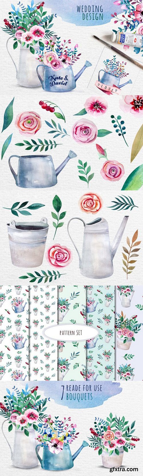 CM - Watercolour bouquets in the pots 365058