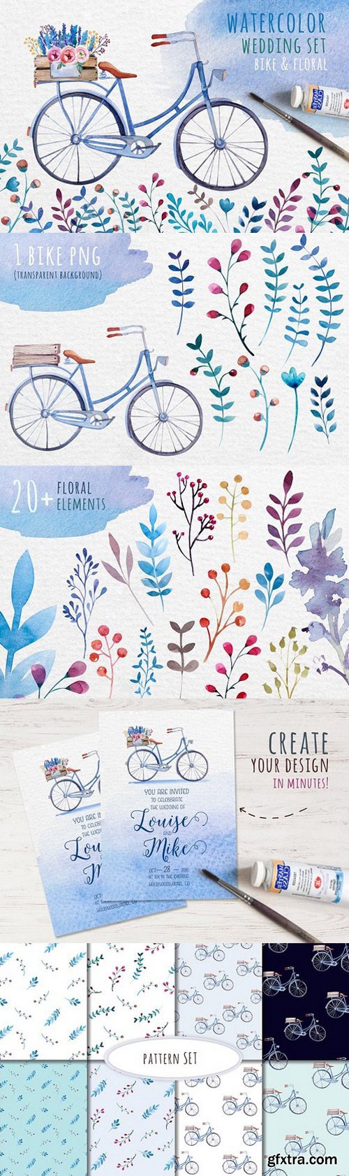 CM - Watercolor bike & flowers 401392