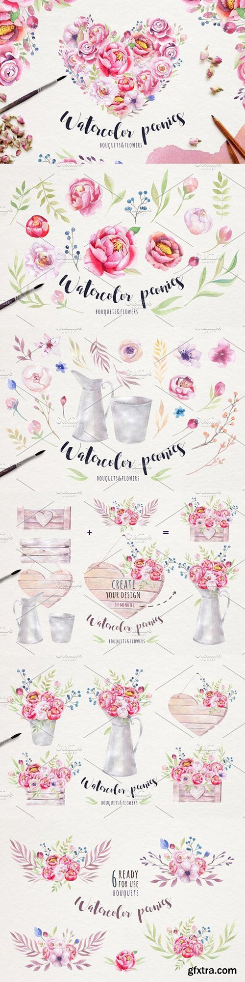 CM - Watercolor peonies & floral 680406