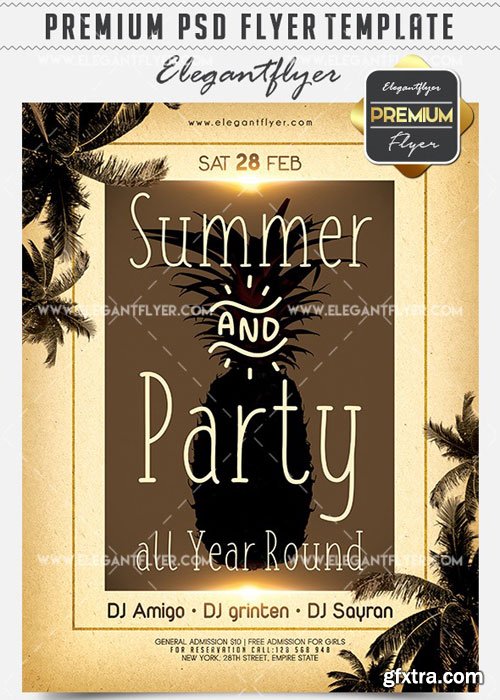 Summer & Party all Year Round Flyer PSD V13 Template + Facebook Cover