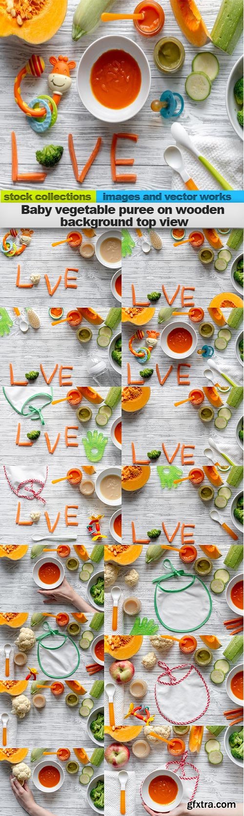 Baby vegetable puree on wooden background top view, 15 x UHQ JPEG