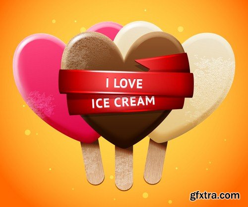 Heart shape ice cream - 7 EPS