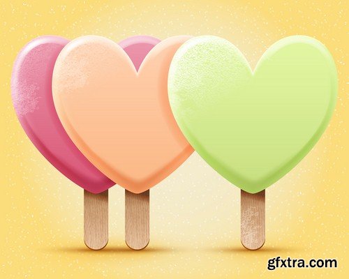 Heart shape ice cream - 7 EPS