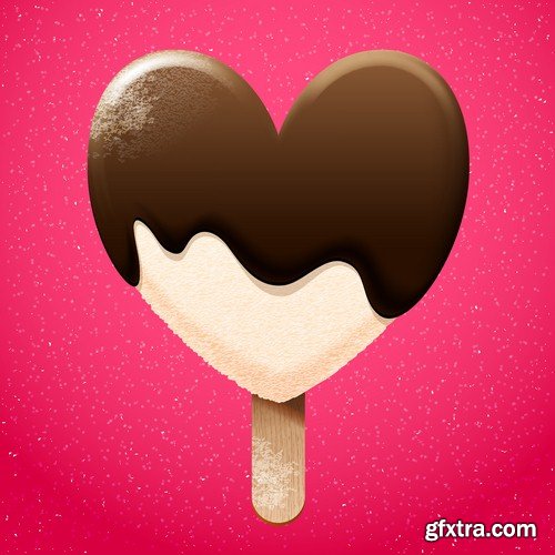 Heart shape ice cream - 7 EPS