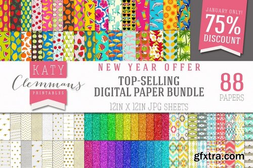 CreativeMarket JANUARY SALE!! Digital paper bundle 1152257