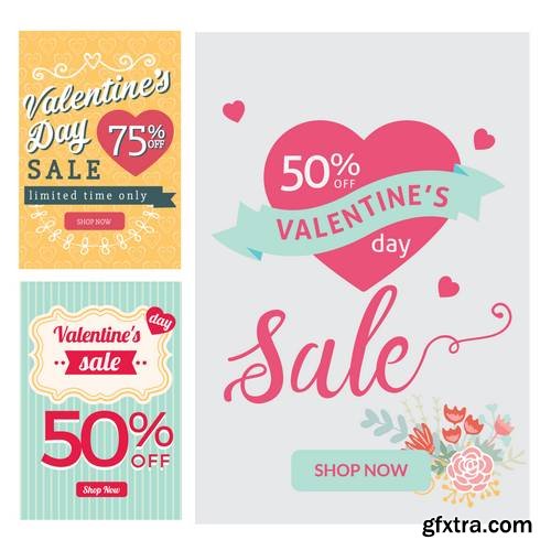 Modern Valentine Sale Banner Set