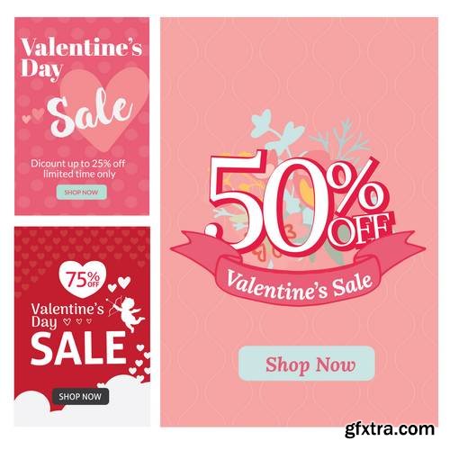 Modern Valentine Sale Banner Set