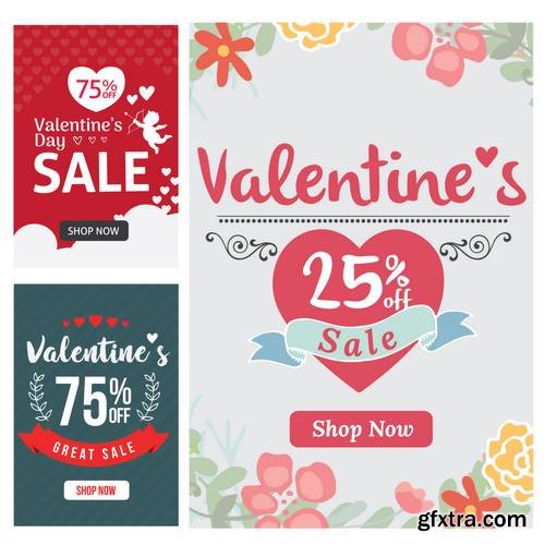 Modern Valentine Sale Banner Set