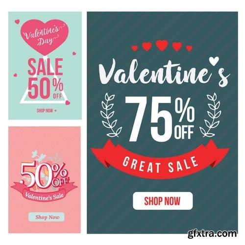 Modern Valentine Sale Banner Set