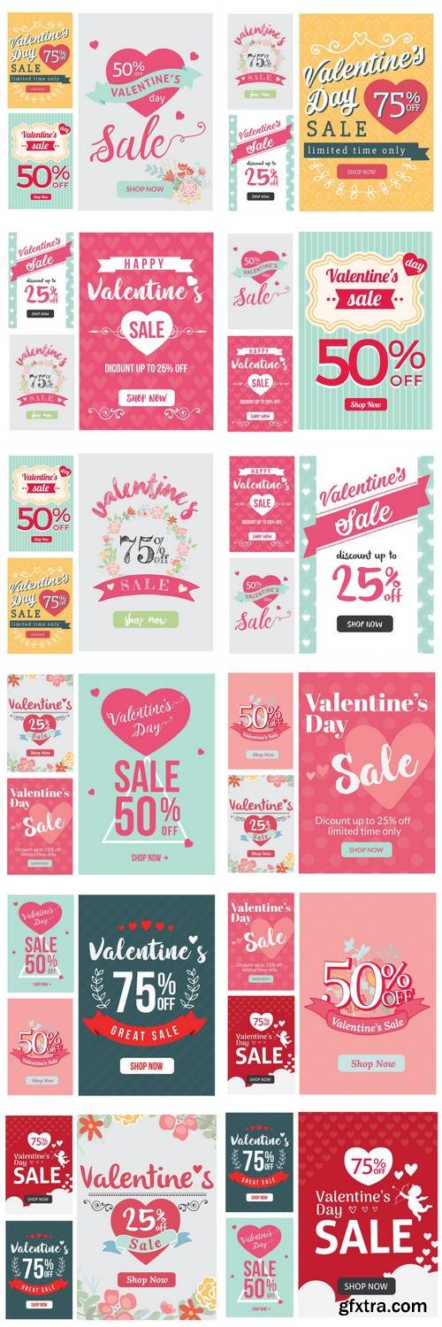 Modern Valentine Sale Banner Set