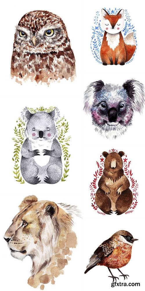 Watercolor Animals - Hand Drawn Illustration