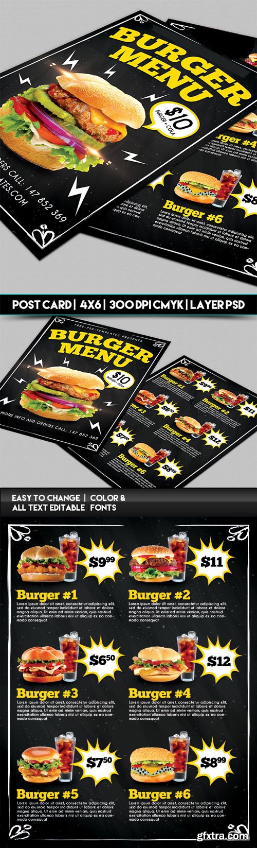 Burger Menu PSD Templates