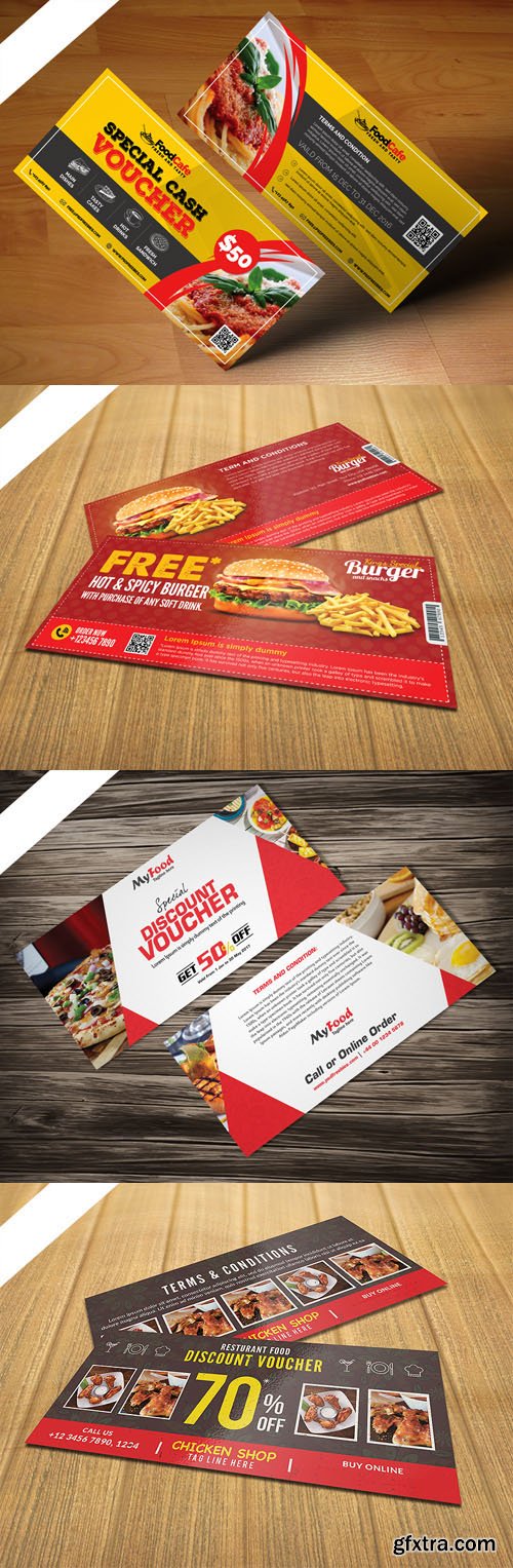 Restaurant Food Discount Voucher PSD Templates