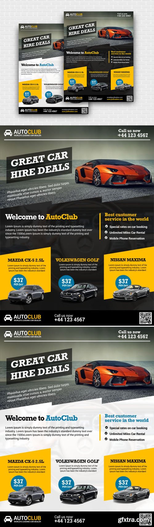 Cars Rental Flyer PSD Templates