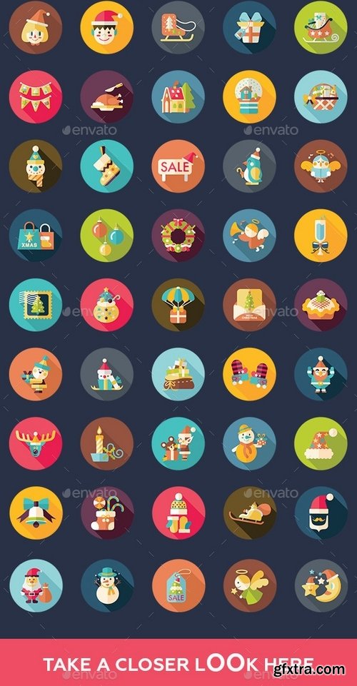 GraphicRiver - 65 Christmas Flat Icons 9406228