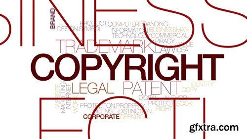 Copyright animated word cloud, text design animation. Kinetic typography