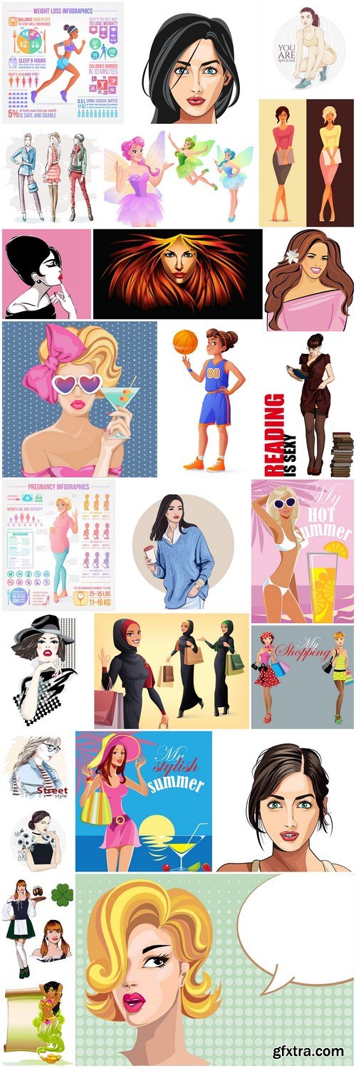 Girl Collection #19 - 25 Vector