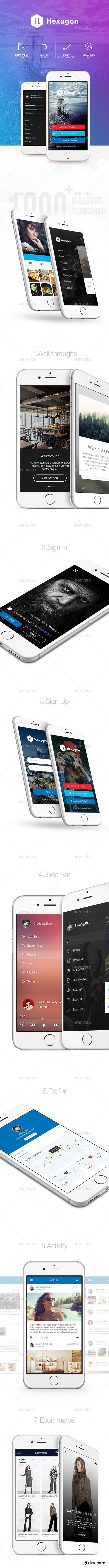 GraphicRiver - Hexagon Mobile UI Kit 13534251