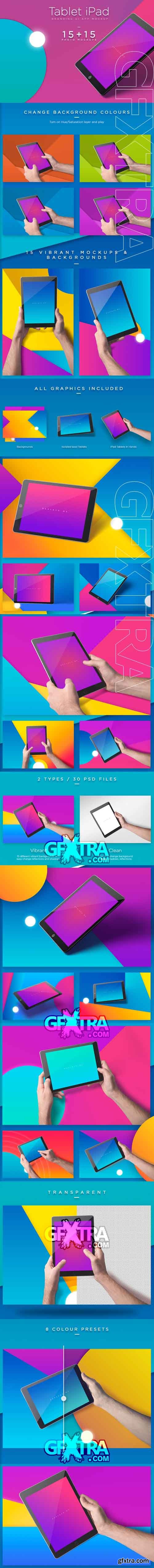 IPad Tablet UI App Mockups With Vivid Backgrounds