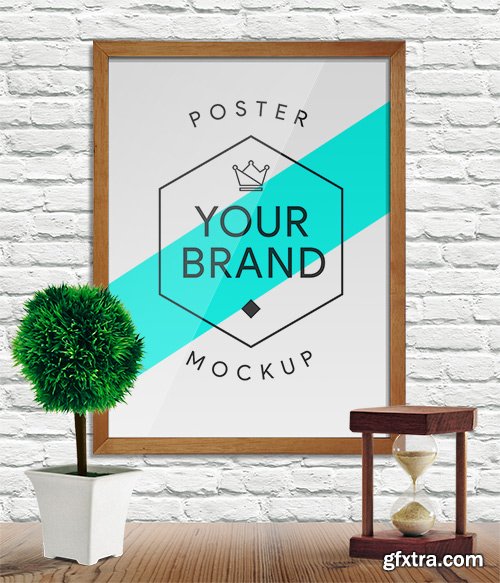 Wall poster mockup PSD