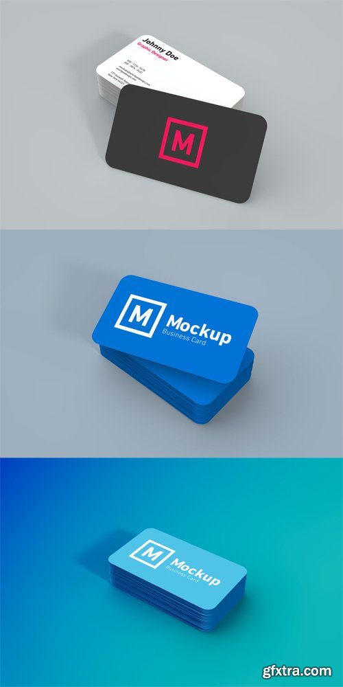 Rounded Business Cards Mockup