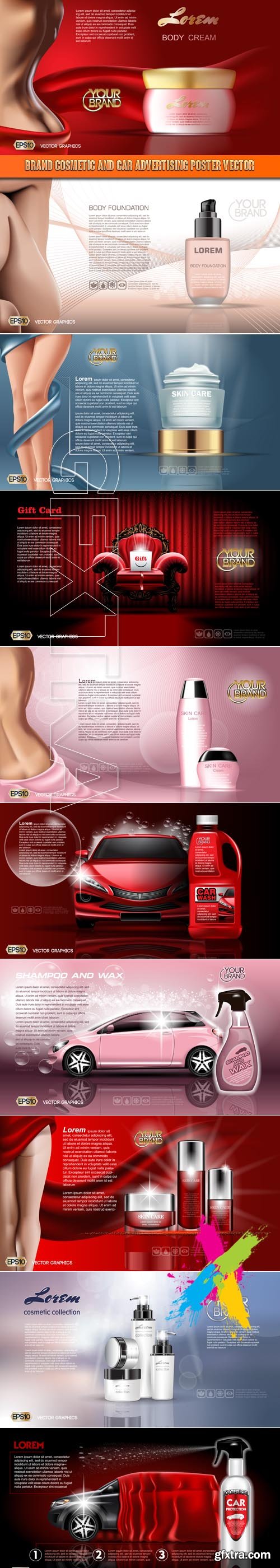 Brand Cosmetic and Car Advertising Poster vector