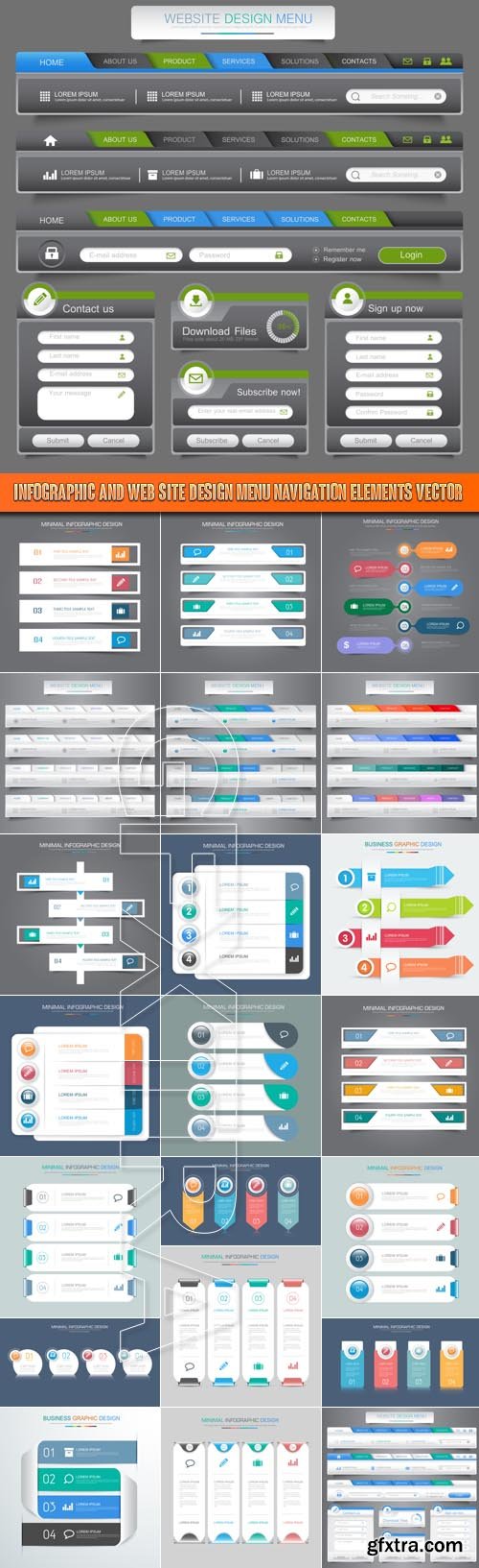 Infographic and Web site design menu navigation elements vector