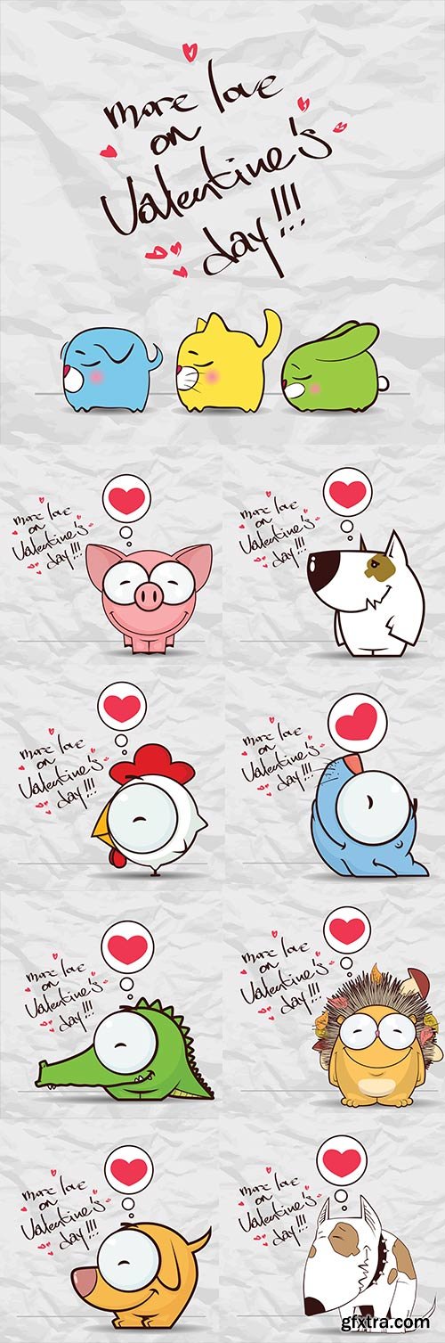 Congratulations on Valentine's day from cute animals