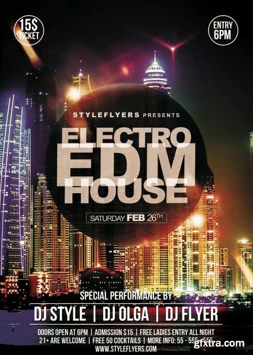 EDM Electro House V8 PSD Flyer Template