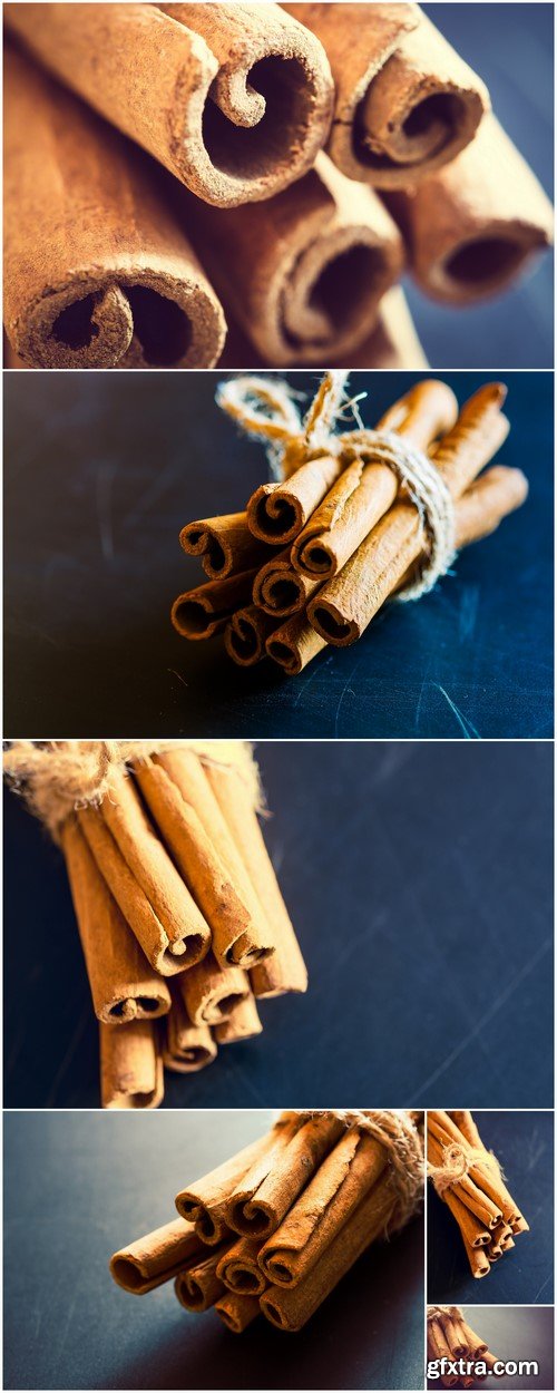 Bunch of cinnamon sticks on black background 6X JPEG