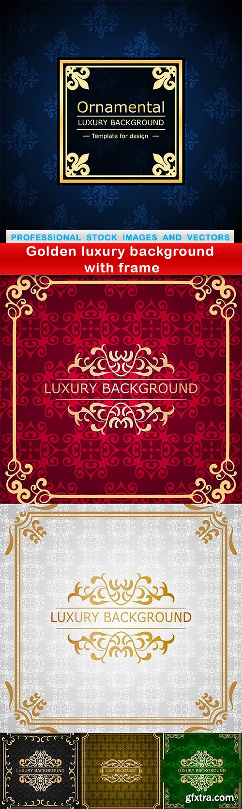 Golden luxury background with frame - 6 EPS