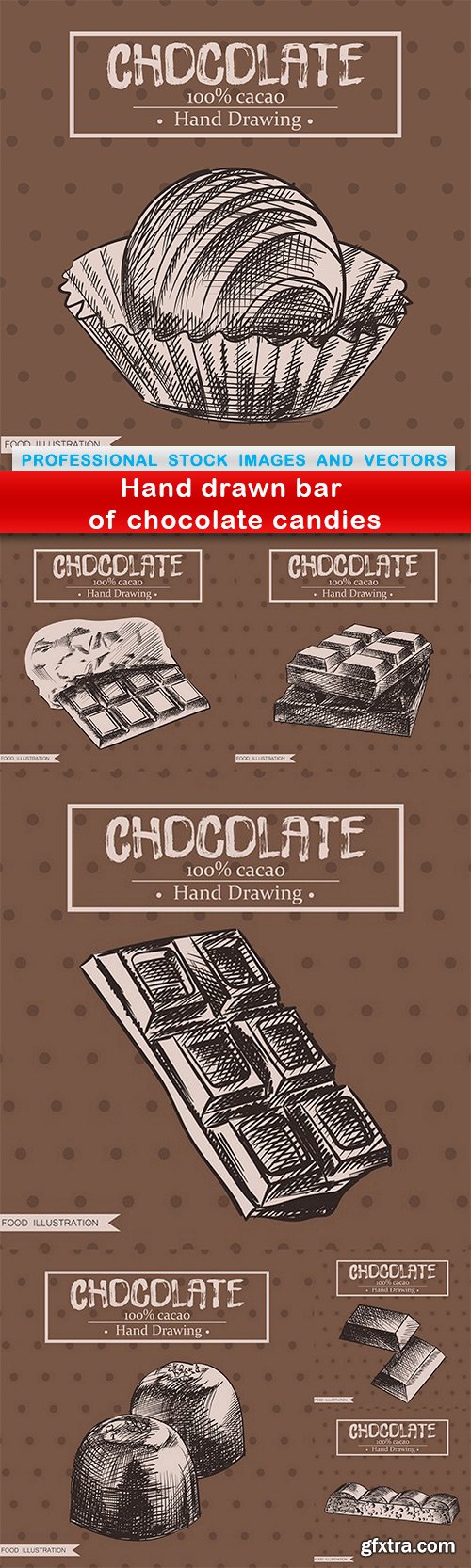 Hand drawn bar of chocolate candies - 7 EPS