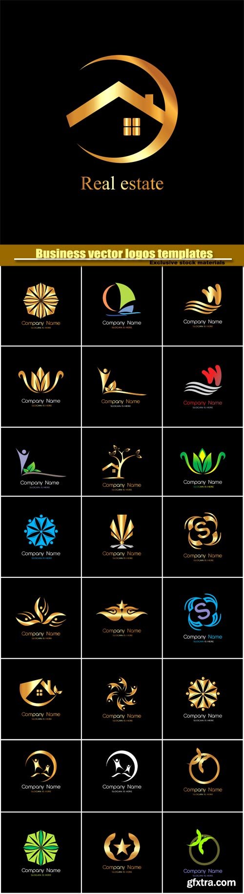 Business vector logos templates, creative gold figure icon #3