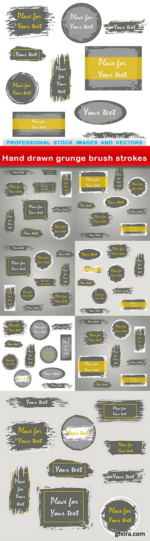 Hand drawn grunge brush strokes - 8 EPS