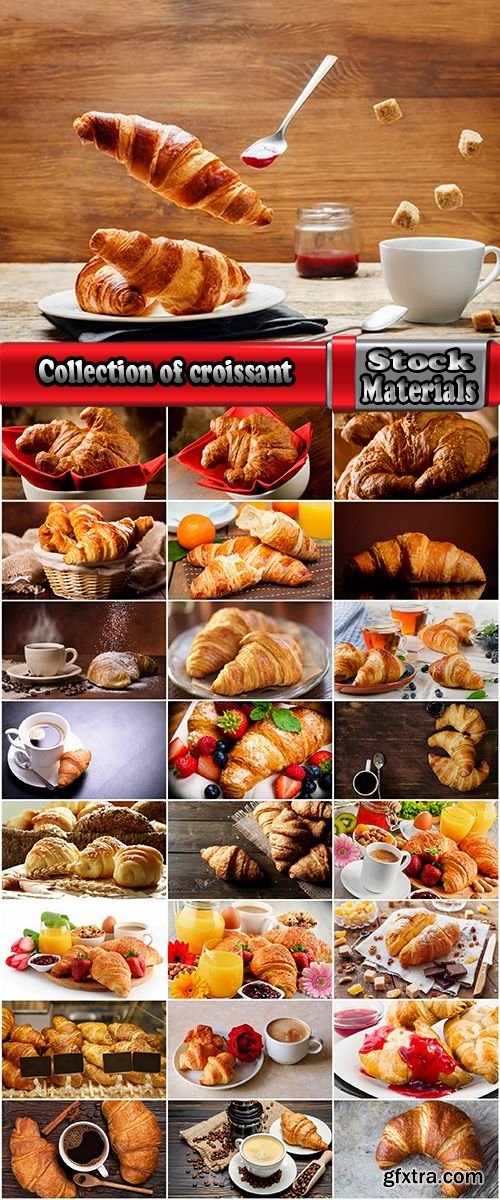 Collection of croissant pastry bun coffee juice 25 HQ Jpeg