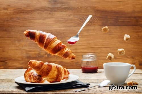 Collection of croissant pastry bun coffee juice 25 HQ Jpeg