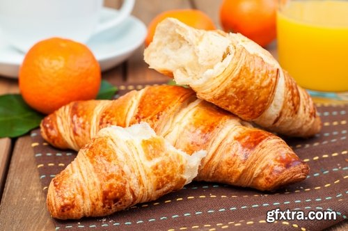 Collection of croissant pastry bun coffee juice 25 HQ Jpeg