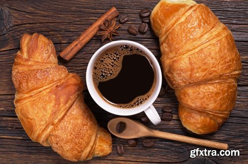 Collection of croissant pastry bun coffee juice 25 HQ Jpeg