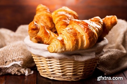 Collection of croissant pastry bun coffee juice 25 HQ Jpeg