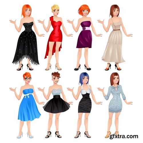 Collection of female male teenager different professions sport cartoon vector image 25 EPS