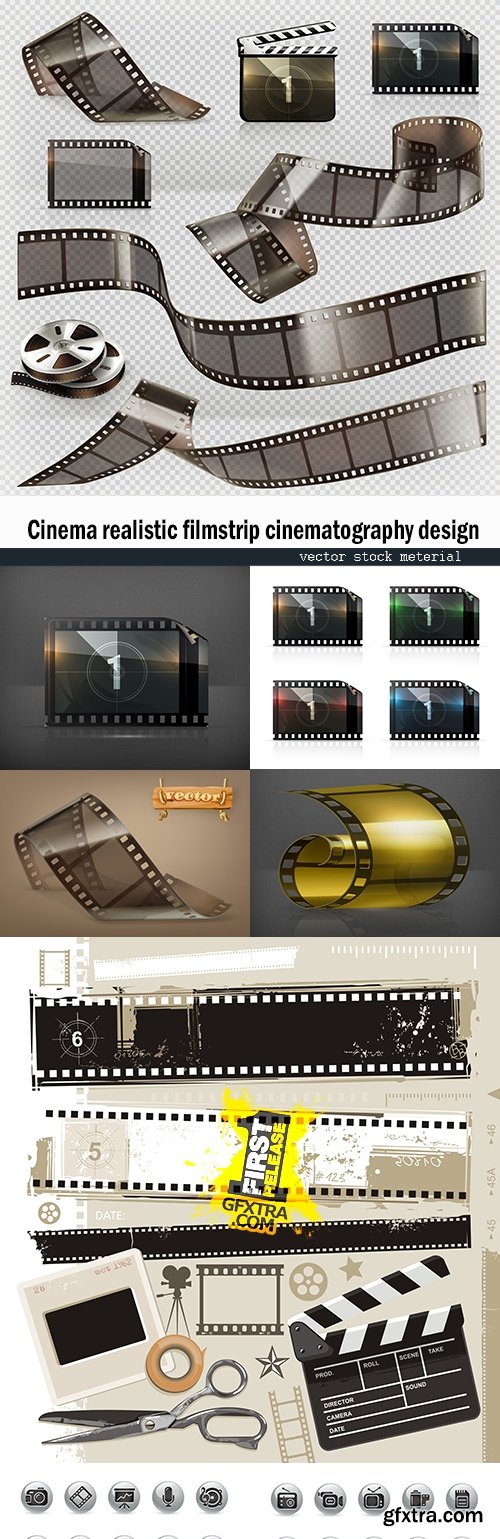 Cinema realistic filmstrip cinematography design