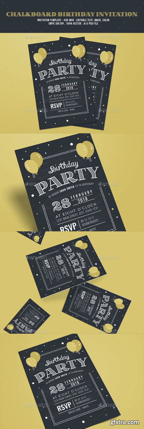 GR - Chalkboard Birthday Invitation 19377063