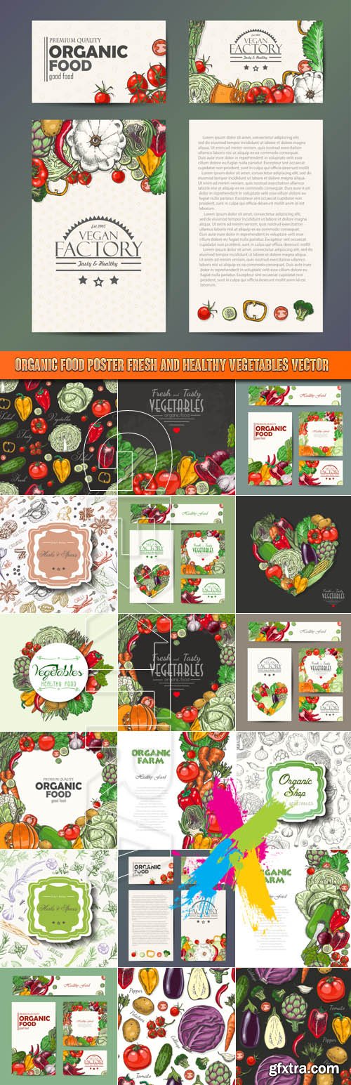 Organic food poster fresh and healthy vegetables vector